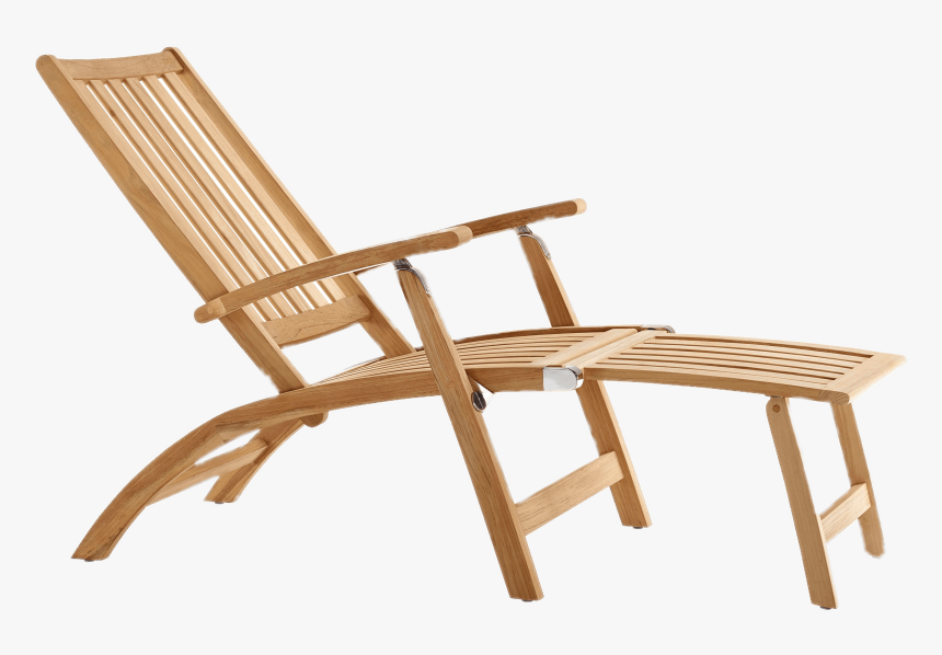 Wooden Deckchair With Foot Rest - Chaises Longues Png, Transparent Png