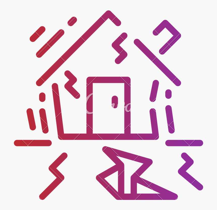 Cracked Buildings Disaster Nature - Earthquake Icon Png, Transparent Png