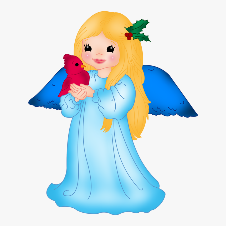 Blue Little Angel With Bird Png Clipart - Little Angel Clipart, Transparent Png