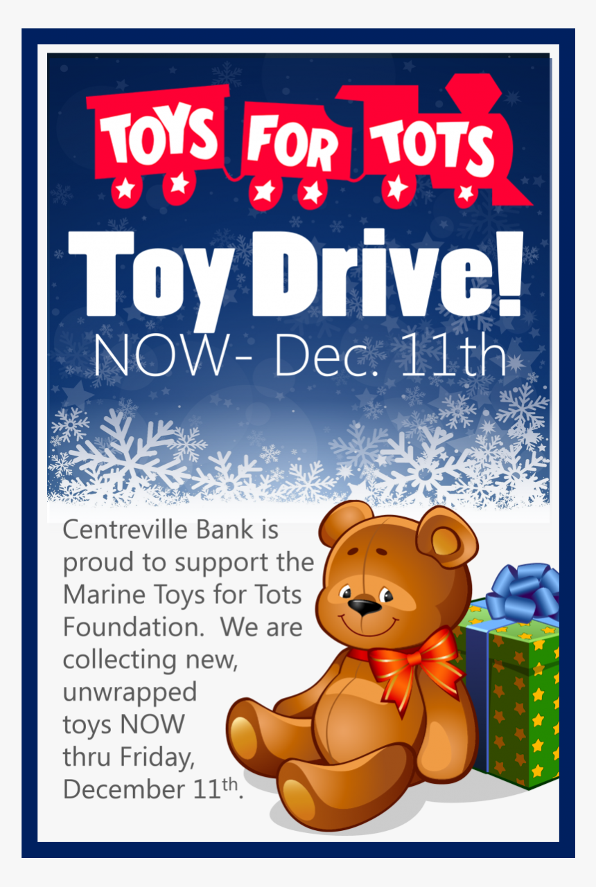 Centreville Bank Is Proud To Support The Marine Toys - Toys For Tots, HD Png Download