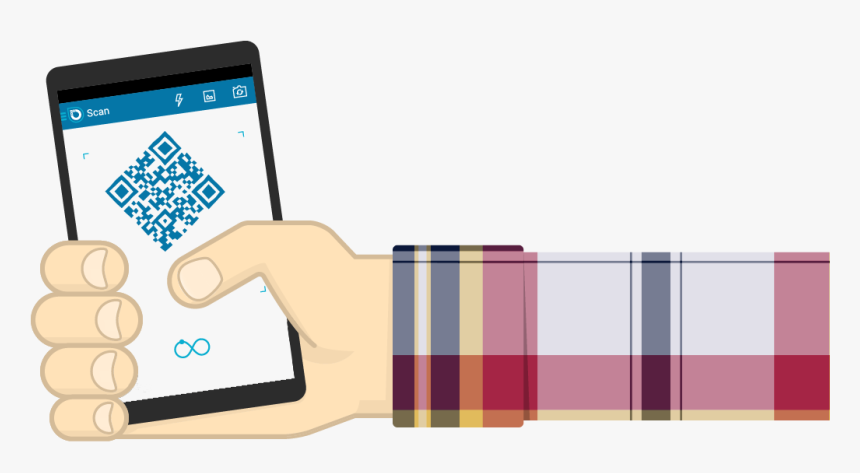 An Arm, Ending In A Hand Holding A Mobile Phone Scanning - Smartphone, HD Png Download