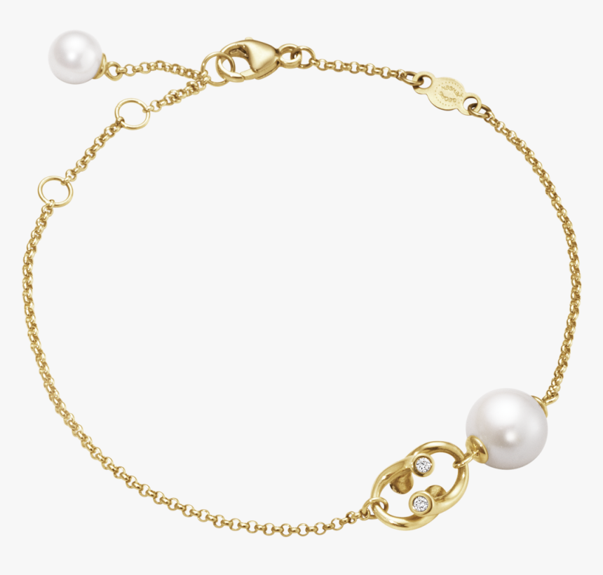 Yellow Gold With Pearls And Diamonds - Guld Armbånd Med Perle, HD Png Download