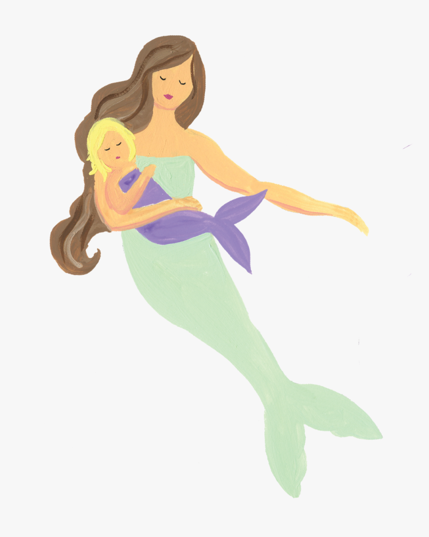 Mermaid With Baby Print & Cut File - Cartoon, HD Png Download