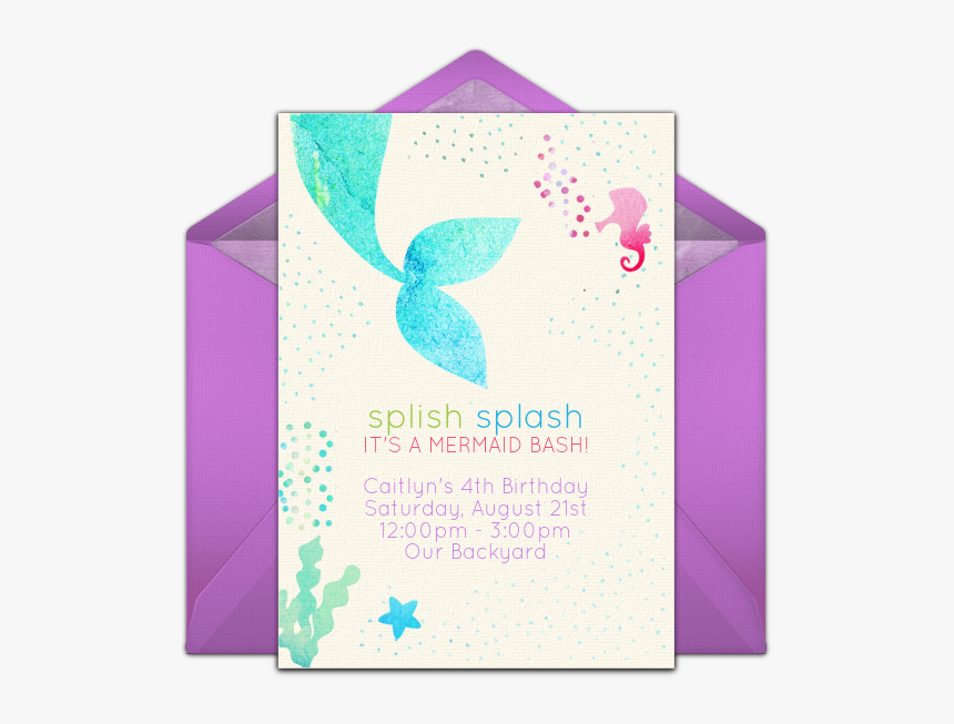 Free Mermaid Party Invitations, HD Png Download