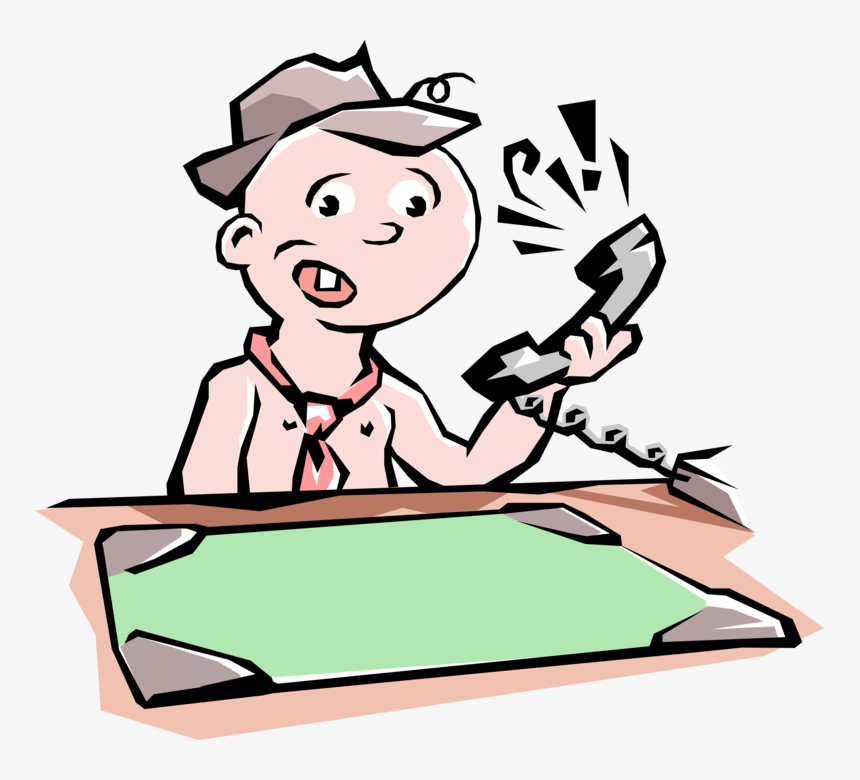 Vector Illustration Of Baby Businessman With Telephone, HD Png Download