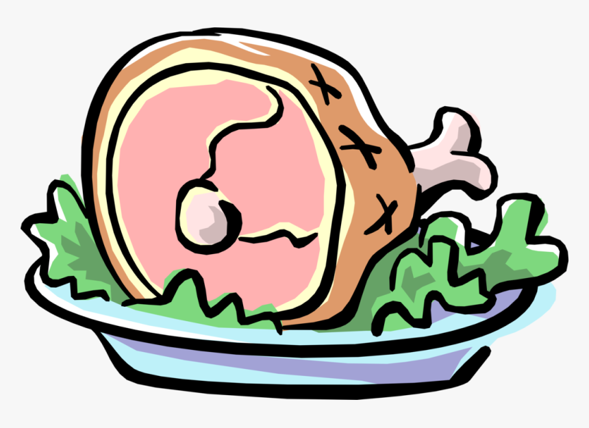 Vector Illustration Of Cooked Leg Of Ham Pork Meat - Cooked Ham Clip Art, HD Png Download