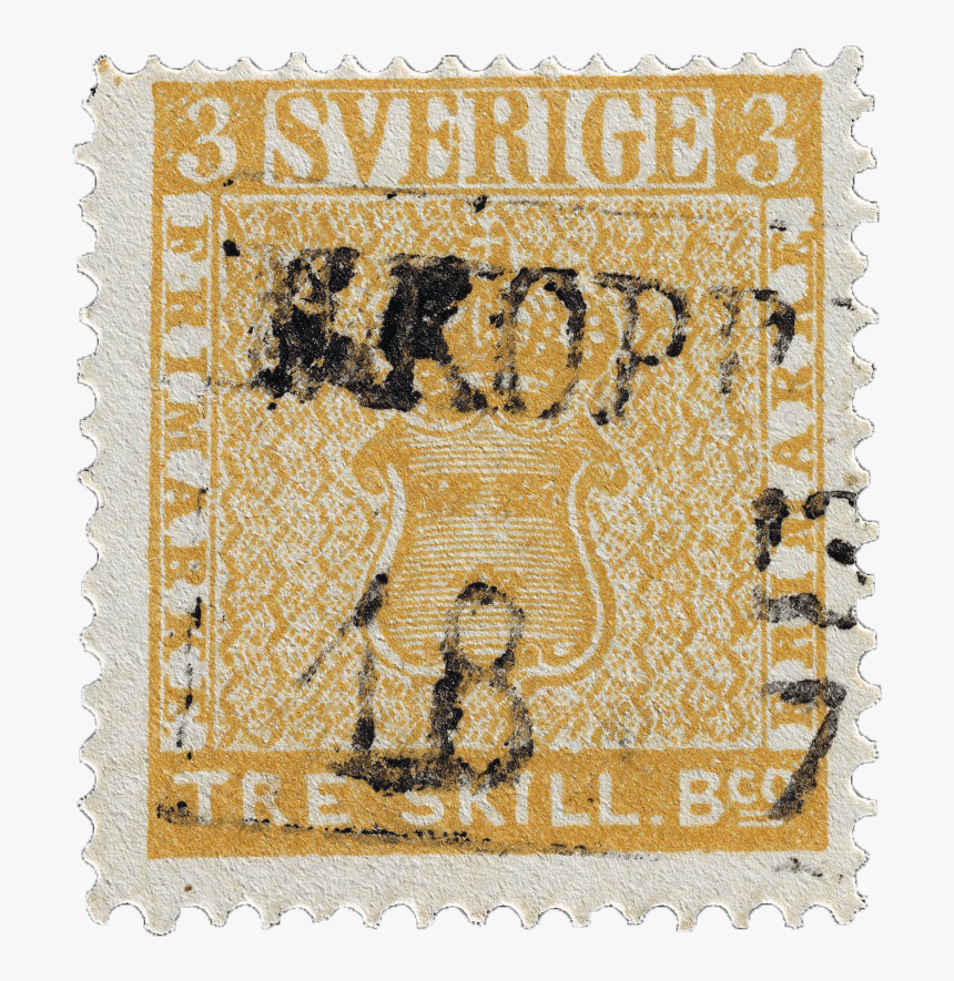 Treskilling Yellow Stamp, - Sweden Three Skilling Banco Yellow Color Error 1855, HD Png Download