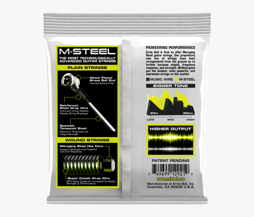 Regular Slinky M Steel Electric Guitar Strings 

 
 - Ernie Ball M Steel Slinky Electric Guitar Strings, HD Png Download