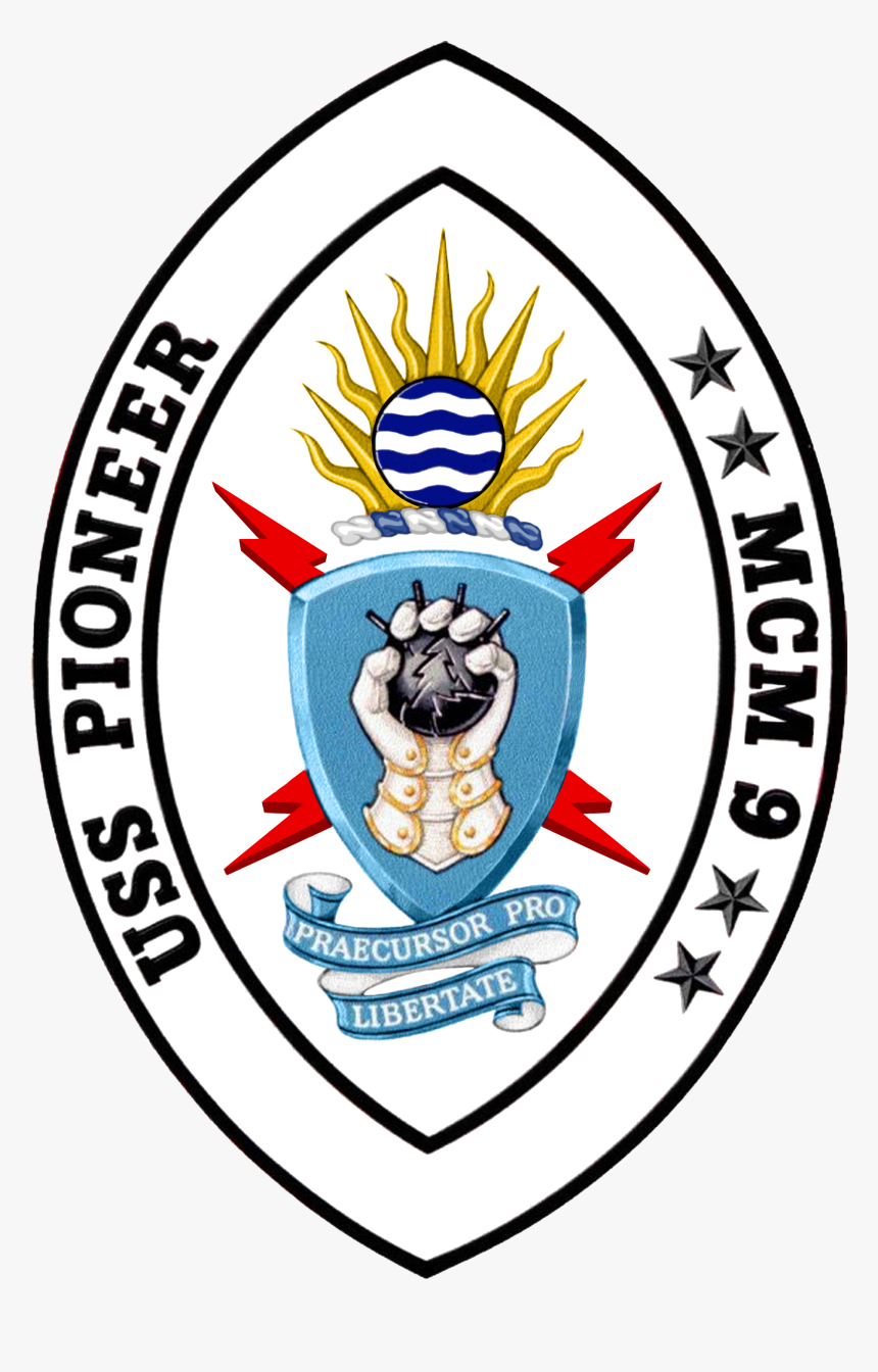 Uss Pioneer Mcm-9 Crest - Uss Pioneer Mcm9 Logo, HD Png Download