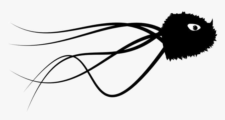 Jellyfish, Sea Monster, Monster, Tentacles, Silhouette - Monster Carp Transparent Black And White, HD Png Download