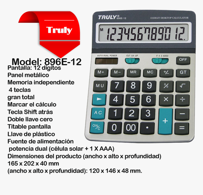 Truly Calculator 894e, HD Png Download