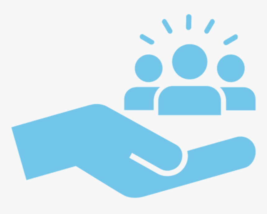An Open Hand Holding Three People - Virtual Community Icon, HD Png Download