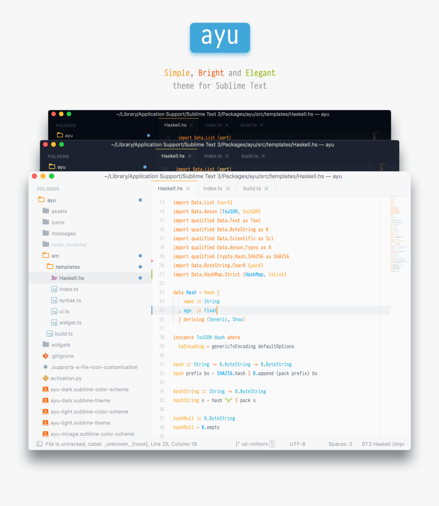 Ayu - Ayu Theme Sublime Text 3, HD Png Download