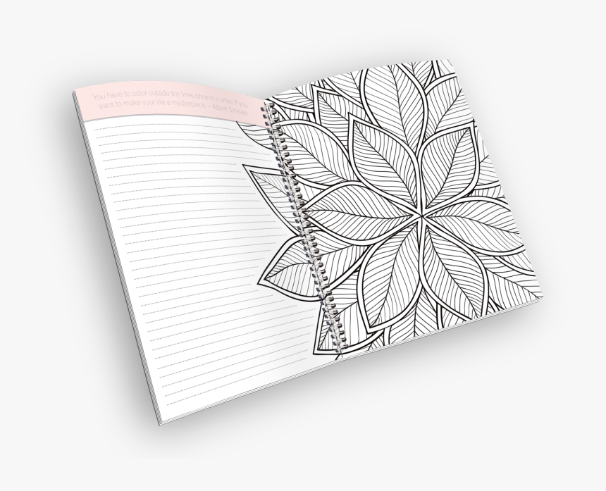 Leaf Outline Png Open Spiral Bound Coloring Journal - Paper, Transparent Png