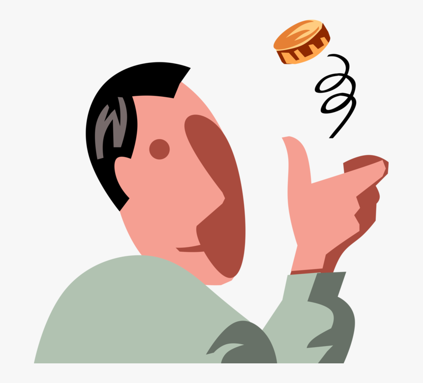 Vector Illustration Of Businessman Makes Decision By - Man Flipping A Coin, HD Png Download