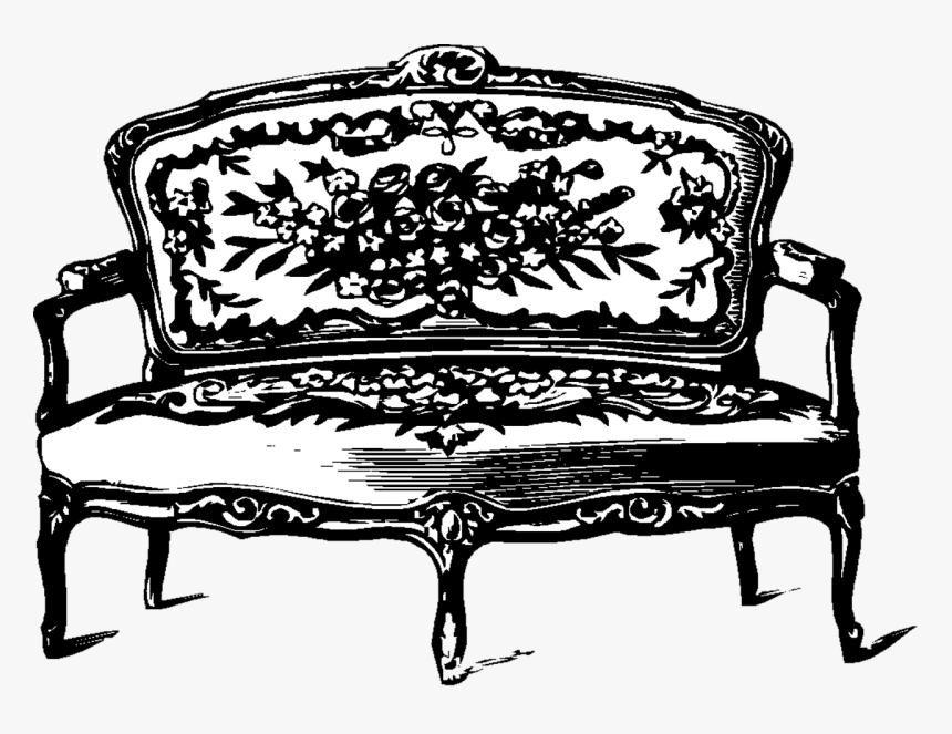 Couch, Vintage, Furniture, Sit, Sitting, Living Room - Vintage Couch Silhouette Png, Transparent Png