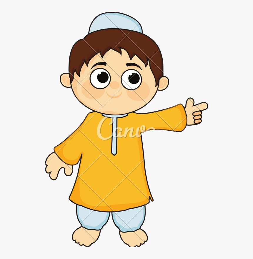 Illustration Of Cute Little Muslim Boy - Little Boy Muslim Cartoon, HD Png Download