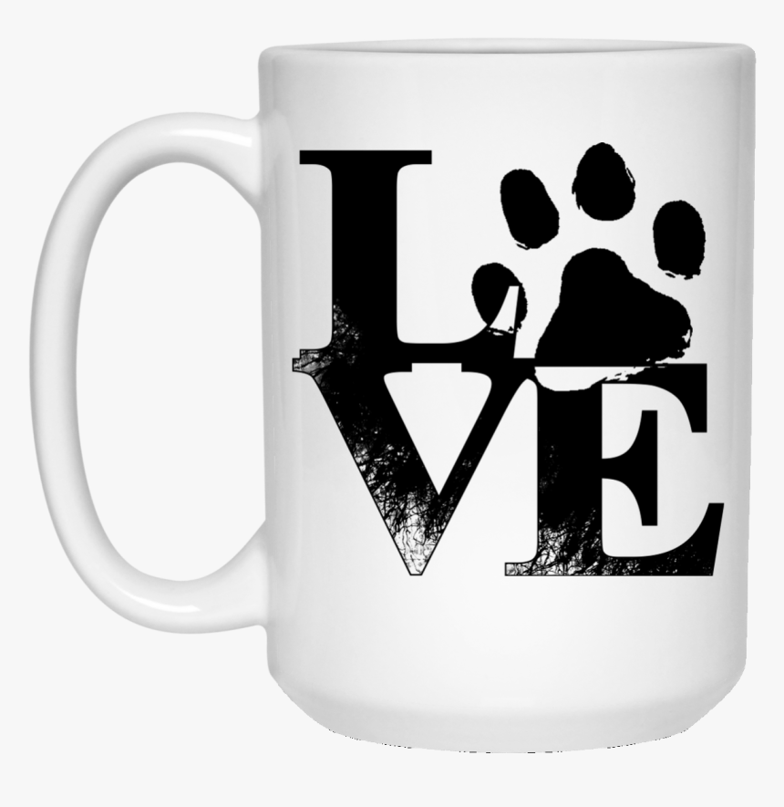 White Mug Paw Print Love - Beer Stein, HD Png Download