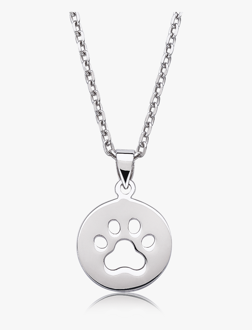 Paw Print Medal Pendant In Sterling Silver - Paw Print Sterling Silver Necklace, HD Png Download