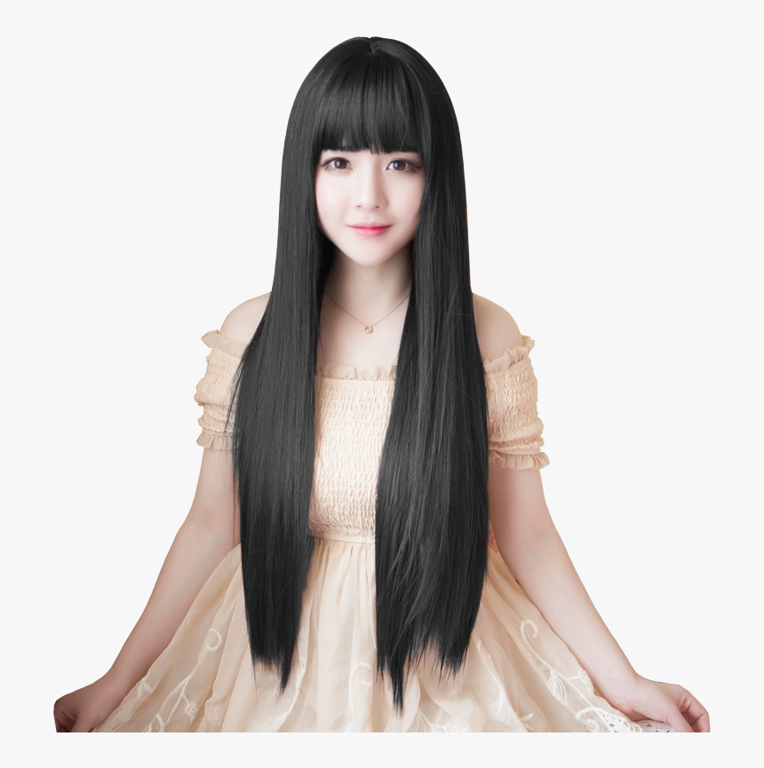 Clip Art Long Straight Black Hair Lace Wig Hd Png Download