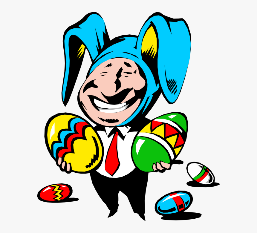 Vector Illustration Of Business Easter Bunny With Colorful, HD Png Download
