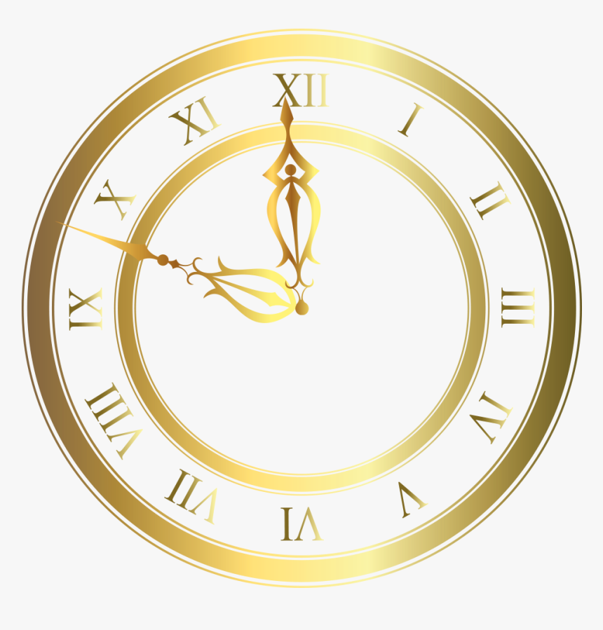 Clocks Clipart Christmas - Golden Clock Png, Transparent Png