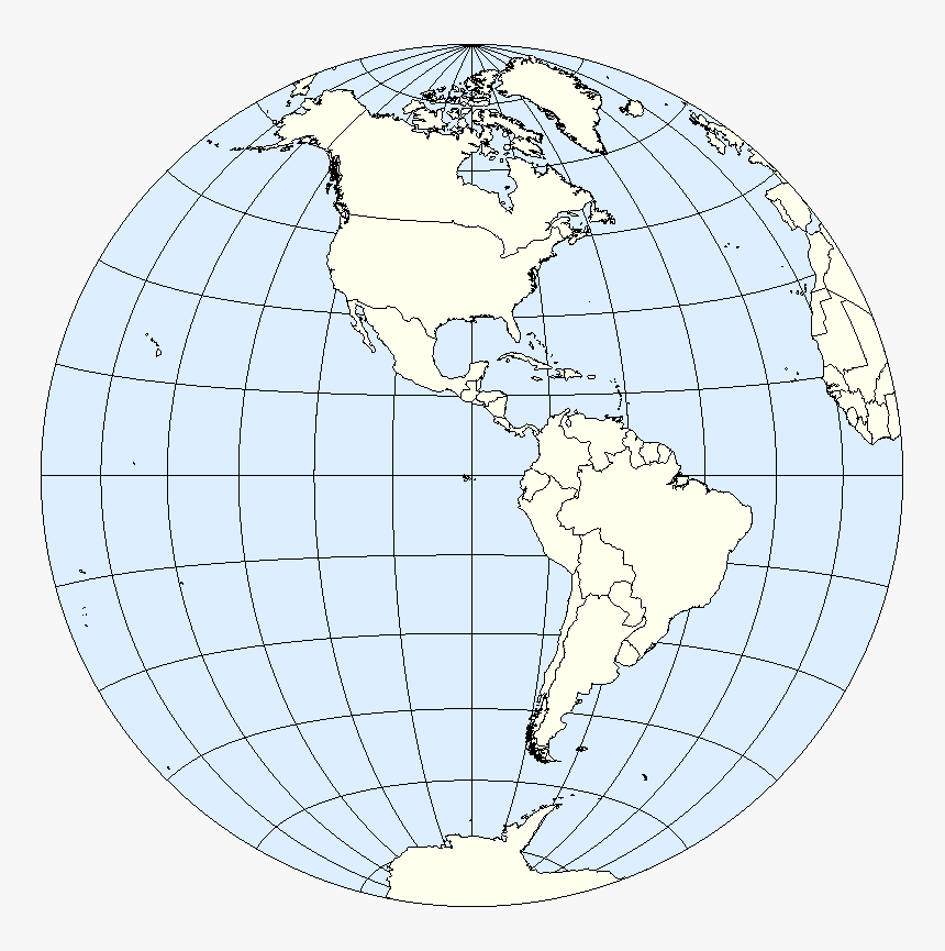 Western Hemisphere Png-pluspn - Western Hemisphere Longitude Lines, Transparent Png
