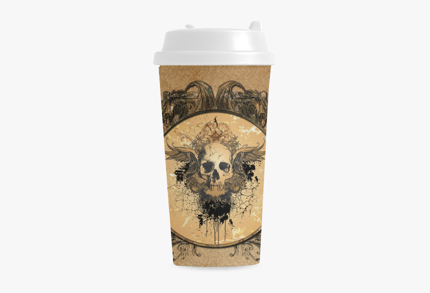 Awesome Skull With Wings And Grunge Double Wall Plastic - Smile, HD Png Download