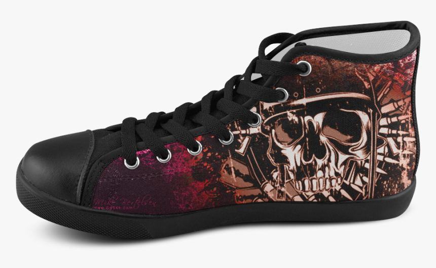 Militia Grunge Skull Men S High Top Canvas Shoes - Harley Quinn Shoes Men, HD Png Download