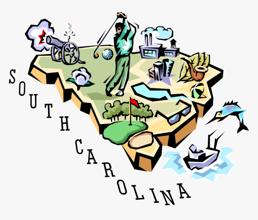 Vector Illustration Of State Of South Carolina Vignette, HD Png Download