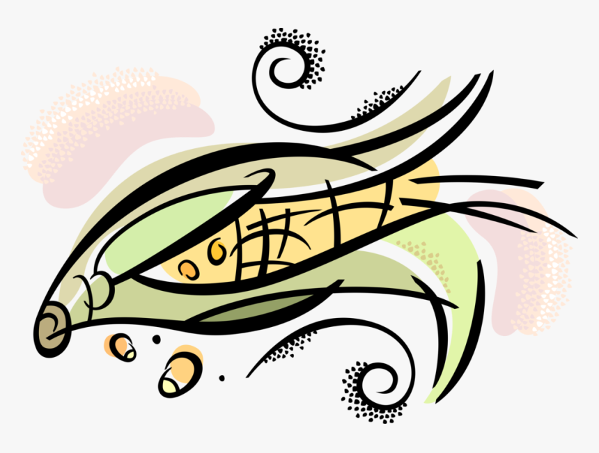 Vector Illustration Of Corn Husk Cob Of Corn Maize, HD Png Download