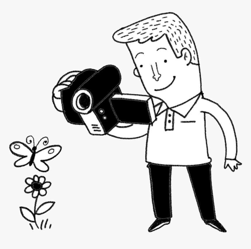 Filming In Research - Cartoon Person Filming, HD Png Download