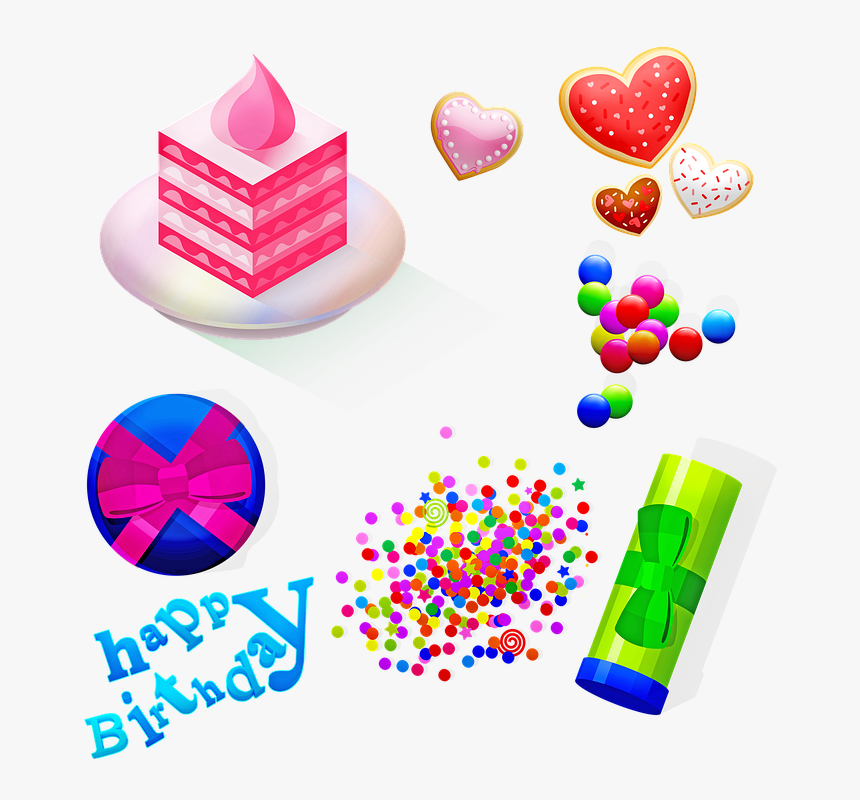 Celebración De Cumpleaños, Regalos, Pastel, Confeti - Happy Birthday, HD Png Download