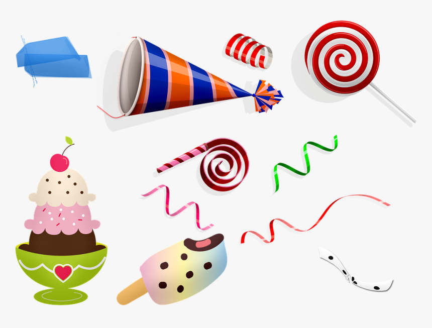 Celebración De Cumpleaños, Regalos, Pastel, Confeti - Clipart Ice Cream Party, HD Png Download