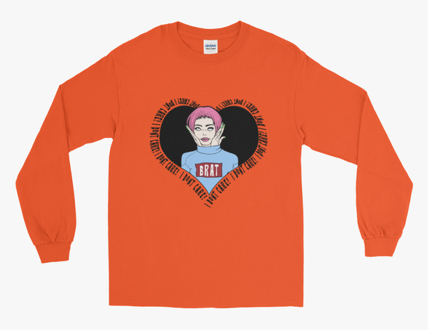 Brat Mockup Flat-front Orange - Long-sleeved T-shirt, HD Png Download