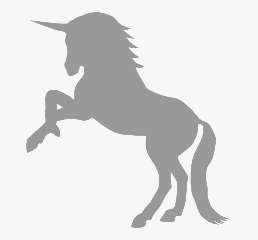 Unicorn, Gray, Myth, Mythological, Creature, Silhouette - Silhouette Unicorn Clipart, HD Png Download