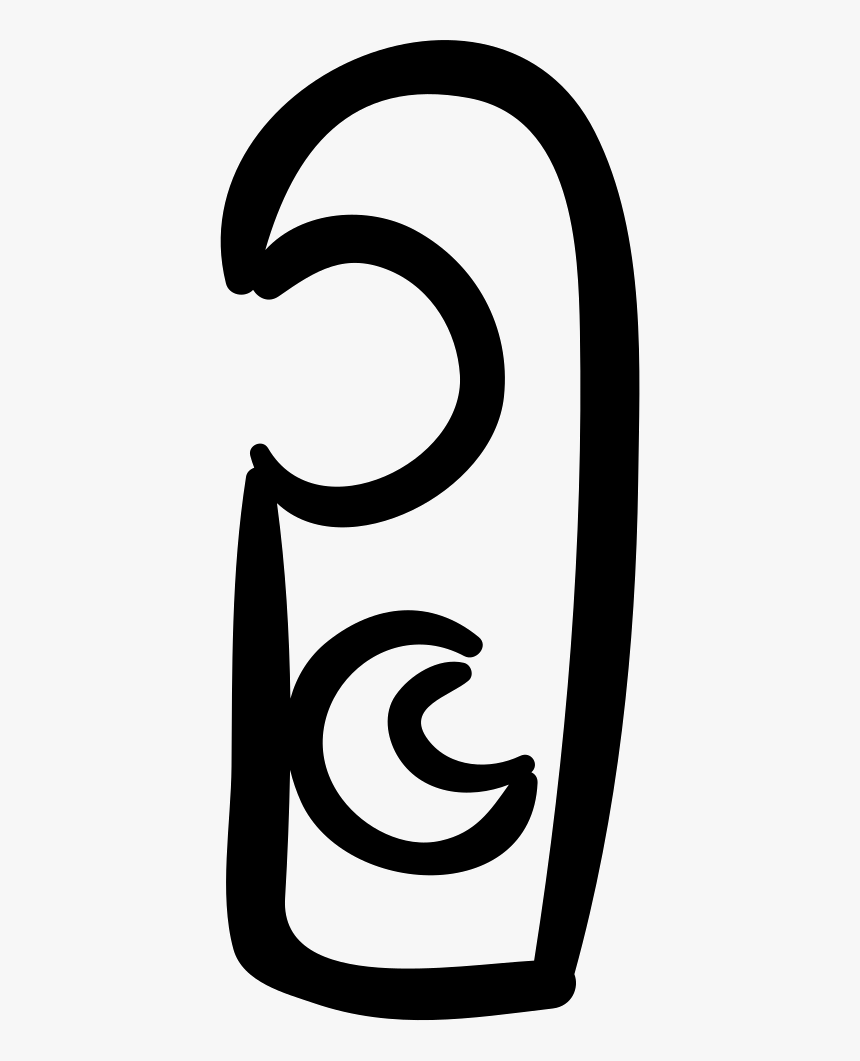 Hotel Door Hanger Outline With Night Moon, HD Png Download