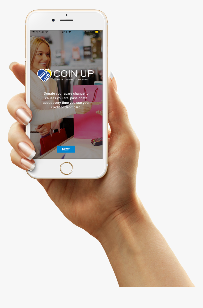 New Mobile App Harnesses The Power Of Spare Change - Female Hand Holding Iphone, HD Png Download