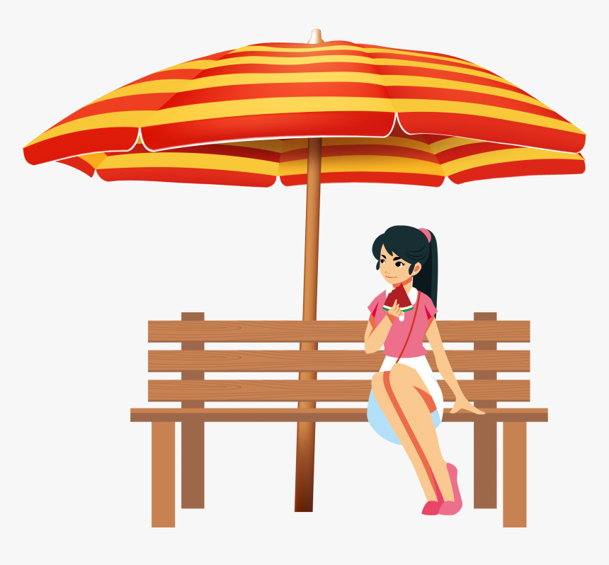 Hand Drawn Cartoon Girl Vacation Decoration Vector - Old Man Sitting Clipart, HD Png Download