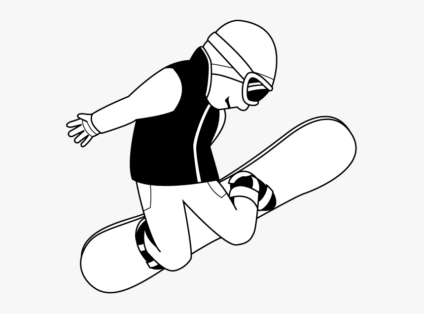 Ski Cliparts Black - Snowboard Black And White, HD Png Download