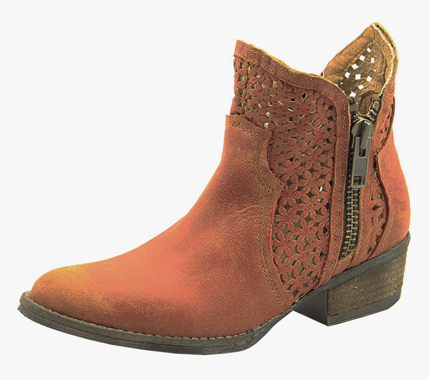 Circle G Distressed Side Zip Bootie -red 
 Src Https - Work Boots, HD Png Download