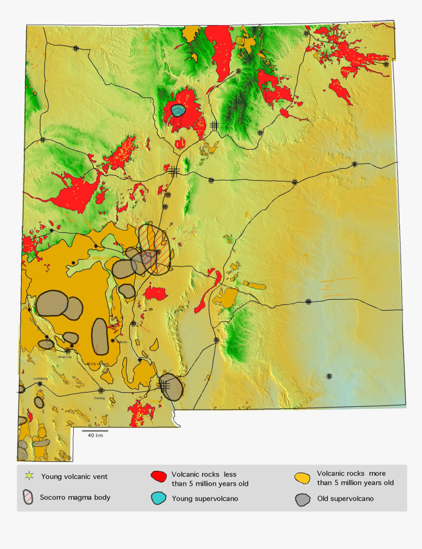 New Mexico Volcanoes Map, HD