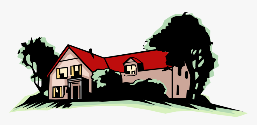 Vector Illustration Of Farmhouse Or Country Home Residence - House, HD Png Download