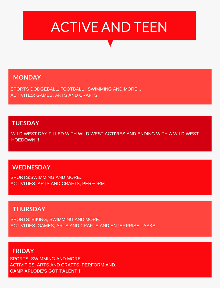 On Friday, We Have Our Camp Xplode Talent Show And - Productiva, HD Png Download