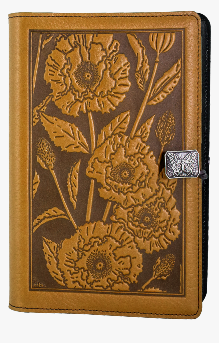 Large Leather Notebook Cover - Leather Tooled California Poppy Flower, HD Png Download