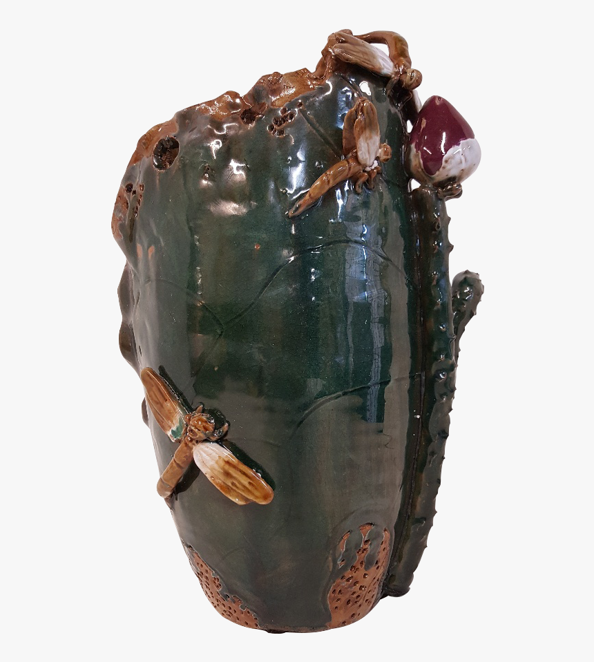 Lotus Leaf Dragon Fly Sculptured Vase - Beetle, HD Png Download