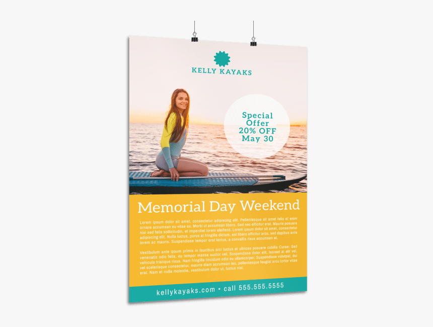 Memorial Day Weekend Water Poster Template Preview - Girl Sitting On Paddleboard, HD Png Download