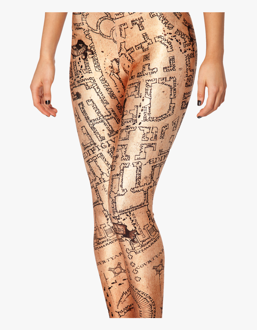 Marauders Map Leggings - Black Milk Marauders Map Leggings, HD Png Download