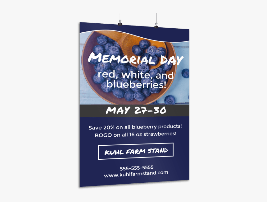 Memorial Day Blueberry Poster Template Preview - Banner, HD Png Download