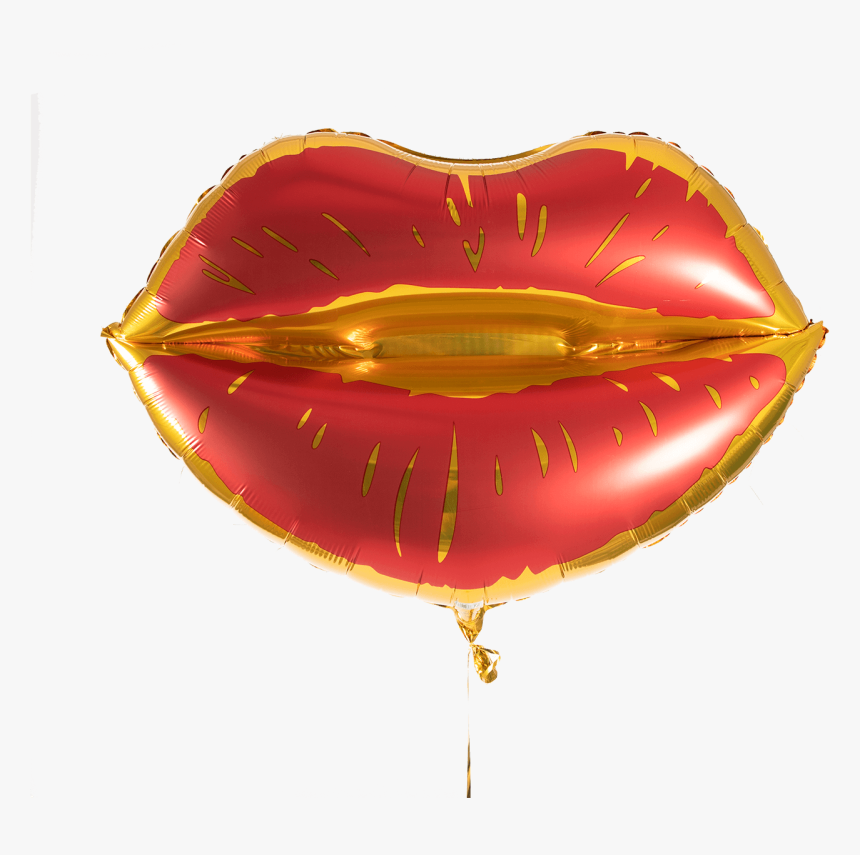 Sexy Lips A Red Balloon With Gold Accents In The Shape - Balloon, HD Png Download